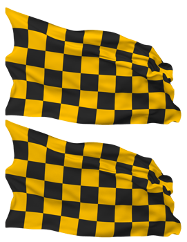 Racing Black and Yellow Checkered Flag Waves Isolated in Plain and Bump Texture, with Transparent Background, 3D Rendering png