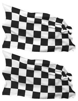 Racing Black and White Checkered Flag Waves Isolated in Plain and Bump Texture, with Transparent Background, 3D Rendering png