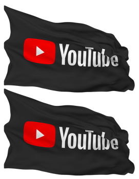 YouTube Flag Waves Isolated in Plain and Bump Texture, with Transparent Background, 3D Rendering png