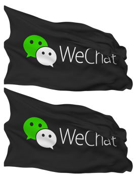 WeChat, Weixin Flag Waves Isolated in Plain and Bump Texture, with Transparent Background, 3D Rendering png