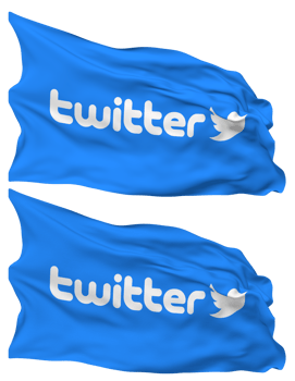 Twitter Flag Waves Isolated in Plain and Bump Texture, with Transparent Background, 3D Rendering png