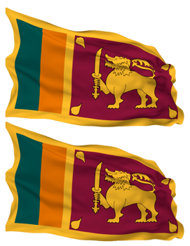 Sri Lanka Flag Waves Isolated in Plain and Bump Texture, with Transparent Background, 3D Rendering png