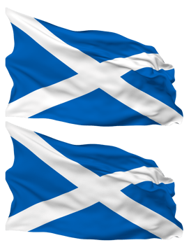 Scotland Flag Waves Isolated in Plain and Bump Texture, with Transparent Background, 3D Rendering png
