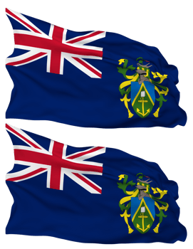 Pitcairn Islands Flag Waves Isolated in Plain and Bump Texture, with Transparent Background, 3D Rendering png