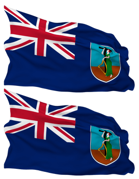 Montserrat Flag Waves Isolated in Plain and Bump Texture, with Transparent Background, 3D Rendering png