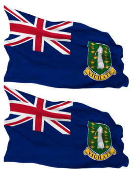 British Virgin Islands, BVI Flag Waves Isolated in Plain and Bump Texture, with Transparent Background, 3D Rendering png