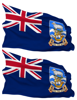 Falkland Islands Flag Waves Isolated in Plain and Bump Texture, with Transparent Background, 3D Rendering png