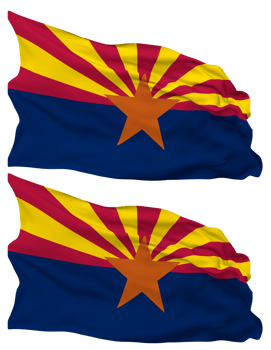 State of Arizona Flag Waves Isolated in Plain and Bump Texture, with Transparent Background, 3D Rendering png