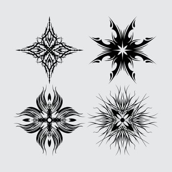 Fower element tattoo tribal clip art   mandala sun eye catching vintage ornament mystic pattern editable vector