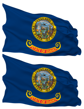 State of Idaho Flag Waves Isolated in Plain and Bump Texture, with Transparent Background, 3D Rendering png