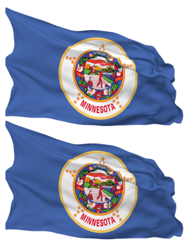 State of Minnesota Flag Waves Isolated in Plain and Bump Texture, with Transparent Background, 3D Rendering png