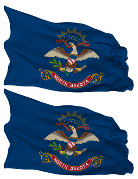State of North Dakota Flag Waves Isolated in Plain and Bump Texture, with Transparent Background, 3D Rendering png