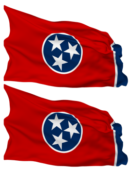 State of Tennessee Flag Waves Isolated in Plain and Bump Texture, with Transparent Background, 3D Rendering png