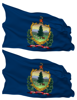 State of Vermont Flag Waves Isolated in Plain and Bump Texture, with Transparent Background, 3D Rendering png