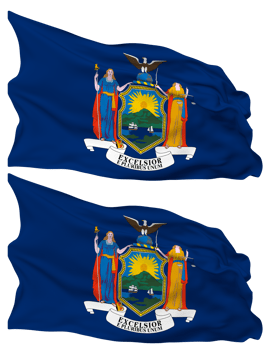 State of New York Flag Waves Isolated in Plain and Bump Texture, with Transparent Background, 3D Rendering png