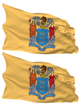 State of New Jersey Flag Waves Isolated in Plain and Bump Texture, with Transparent Background, 3D Rendering png