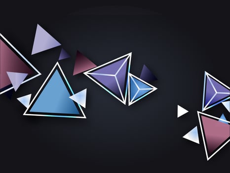 Colorful Geometric Triangle Elements Decorated On Black Background. vector