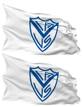 Club Atletico Velez Sarsfield Flag Waves Isolated in Plain and Bump Texture, with Transparent Background, 3D Rendering png