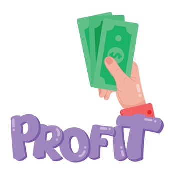 Get your hands on profit flat sticker vector