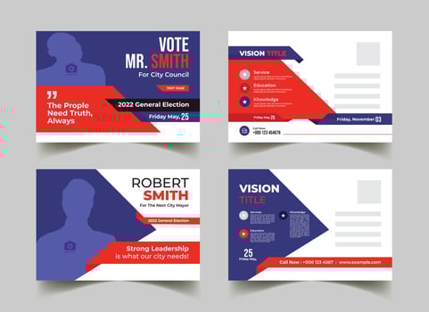 modern political election postcard template design vector
