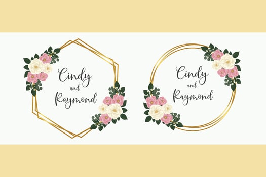 Wedding invitation frame set, floral watercolor Digital hand drawn Mini Rose Flower design Invitation Card Template vector