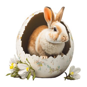 Rabbit Has Hatched From A Broken Bunny Easter Egg  png