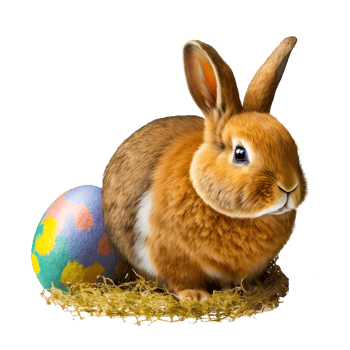 Easter bunny mockup with painted eggs png