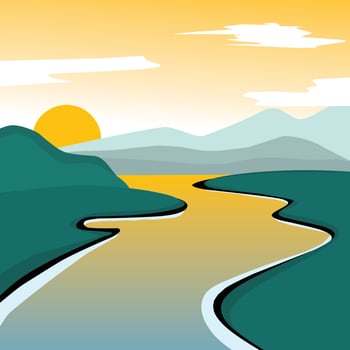 illustration design of sea and mountain views vector