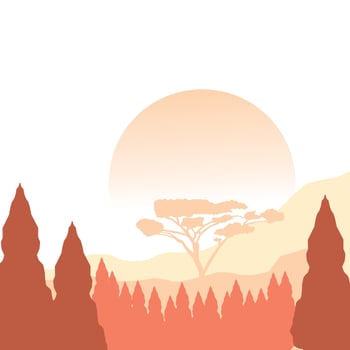 illustration design of natural landscapes of mountains and trees vector