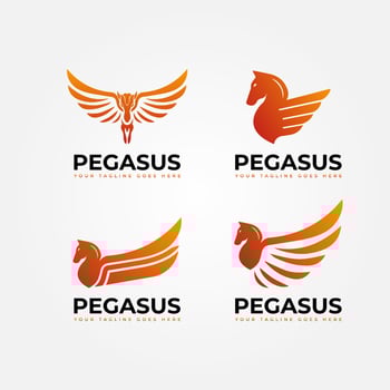 Modern Pegasus Logo Vector Design in gradient orange color