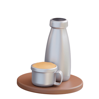 3d illustration of drinking bottle and glass png