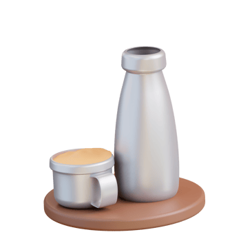 3d illustration of drinking bottle and glass png