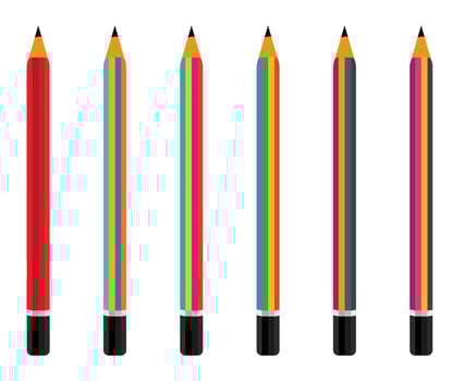 Wooden Pencils with Rubber Eraser, Isolated on White Background, Office Supplies Stationery, School Instrument vector
