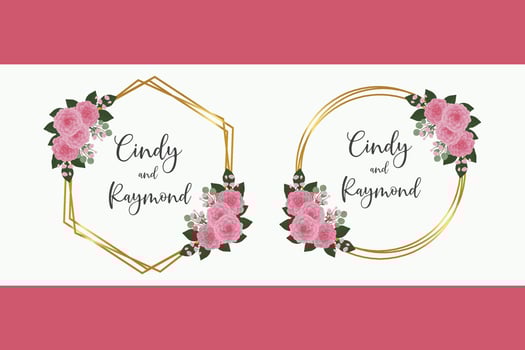 Wedding invitation frame set, floral watercolor Digital hand drawn Pink Dahlia Flower design Invitation Card Template vector