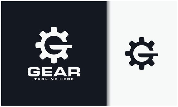 initial letter g which forms gear logo vector
