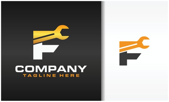 initial letter F wrench logo vector