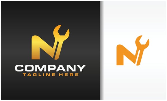 initial letter N wrench logo vector