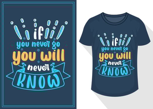 if you never go you will never know quotes typography lettering for t shirt design. travel t-shirt design vector