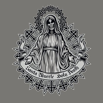 Holy Death, skeleton, grunge vintage design t shirts vector