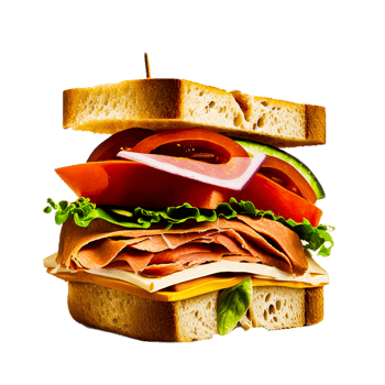 Delicious fast food sandwich on transparent background png