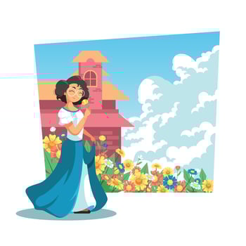 A Girl in the Garden of Flowers vector
