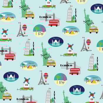 World travel luggage labels pattern vector