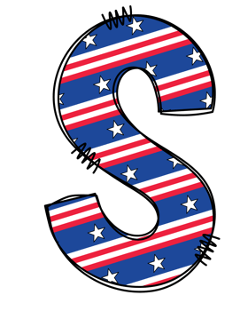 Patriotic alphabet doodle letter clipart illustration png