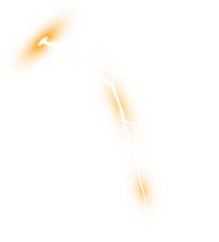 Yellow Magic lightning and bright light effects. Discharge electric current. Charge current. Natural phenomena. PNG. png