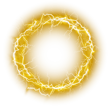 Yellow Ball lightning. Abstract electric lightning strike. Light flash, thunder, spark. PNG. png