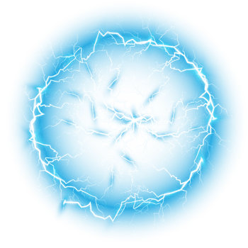 Blue Ball lightning. Abstract electric lightning strike. Light flash, thunder, spark. PNG. png