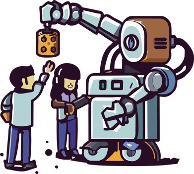 Human is working with robot png graphic clipart design