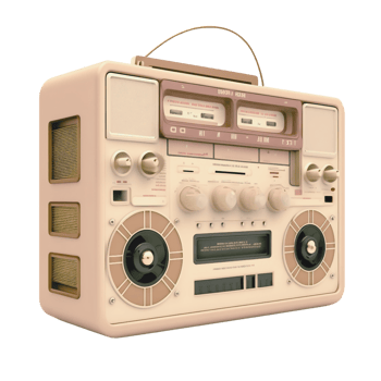 Retro Portable Stereo Boombox Radio Cassette Recorder 80s. Vintage Boom Box Cassette Tape Player. png