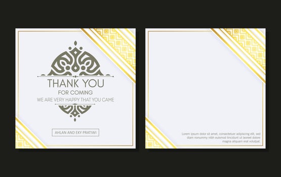 classic gold thank you wedding card vector