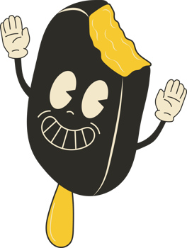 Cute Cartoon Ice cream character. Happy and cheerful emotions. Old animation 60s 70s, funny cartoon characters. Trendy illustration in retro style. png